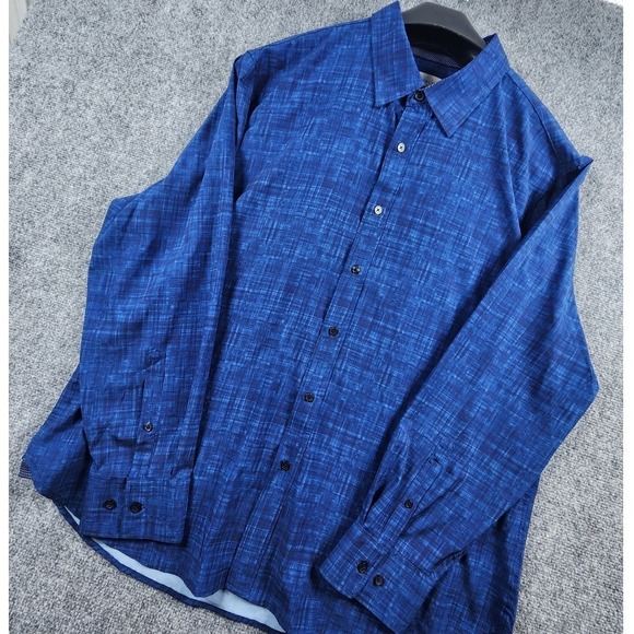 Con.Struct Other - CON.STRUCT‎ Slim Fit Blue Crosshatch 4-Way Stretch Button Down Shirt Mens XXL